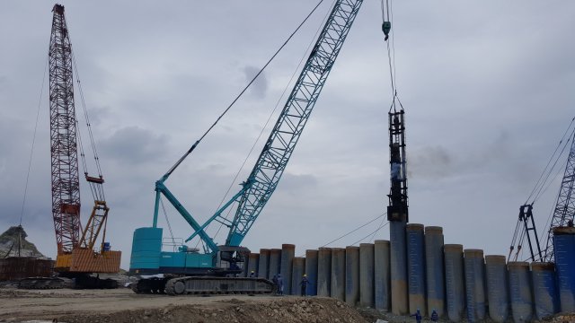 Pile Driving Works using Diesel Hammer